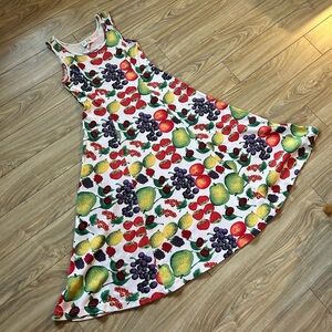 La Fete Fruit Print Sleeveless Maxi Dress
